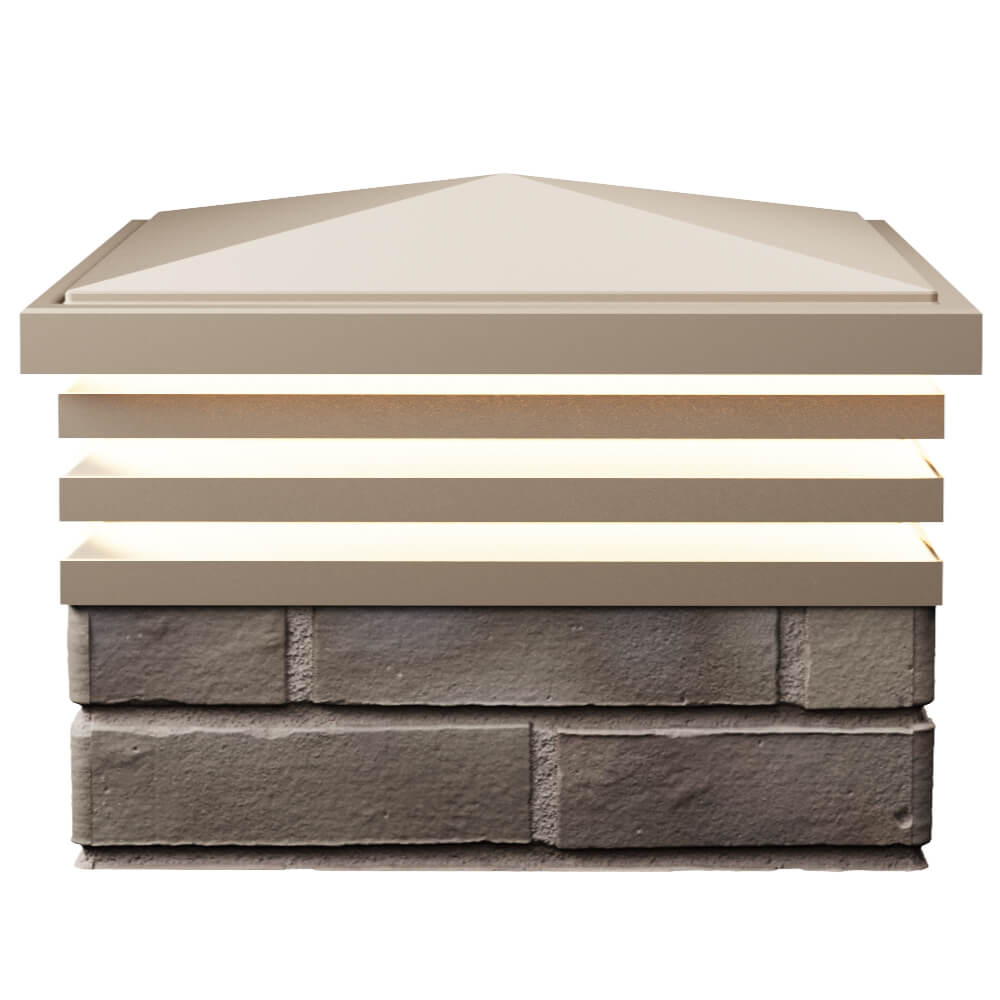 Колпак Zking Бона ХайТек Бежевый на столб 1.5х1.5 кирпича (385х385мм) с подсветкой в Липецке фото