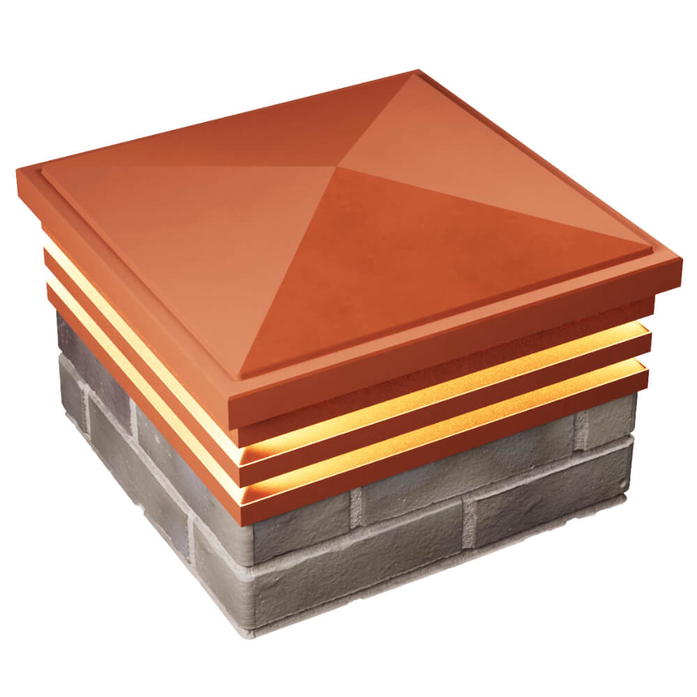 Колпак Zking Бона ХайТек Красный на столб 1.5х1.5 кирпича (385х385мм) с подсветкой в Липецке фото