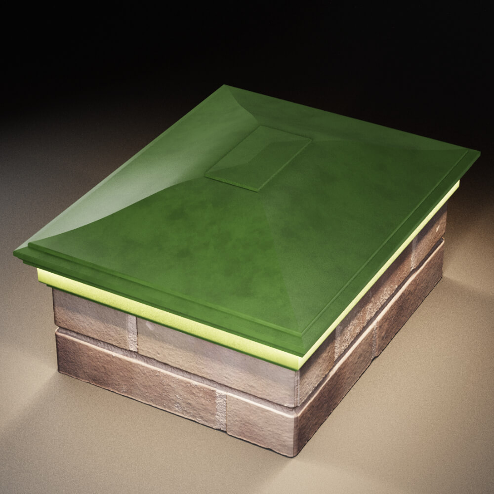 Колпак Zking Монблан Зеленый на столб 2х1.5 кирпича (515х385мм) c подсветкой в Липецке фото