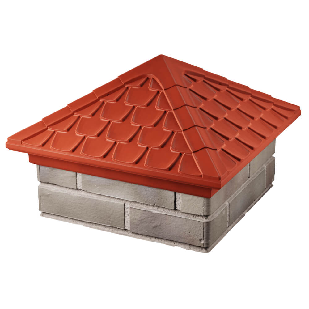 Колпак Zking Эльбрус Красный на столб 1.5х1.5 кирпича (385х385мм) в Липецке фото