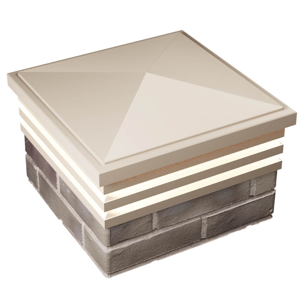 Колпак Zking Бона ХайТек Бежевый на столб 1.5х1.5 кирпича (385х385мм) с подсветкой в Липецке фото