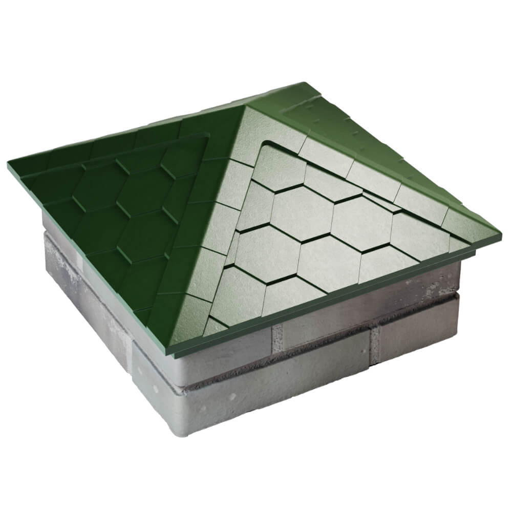 Колпак Zking Эверест Зеленый на столб 1.5х1.5 кирпича (390х390мм) в Липецке фото