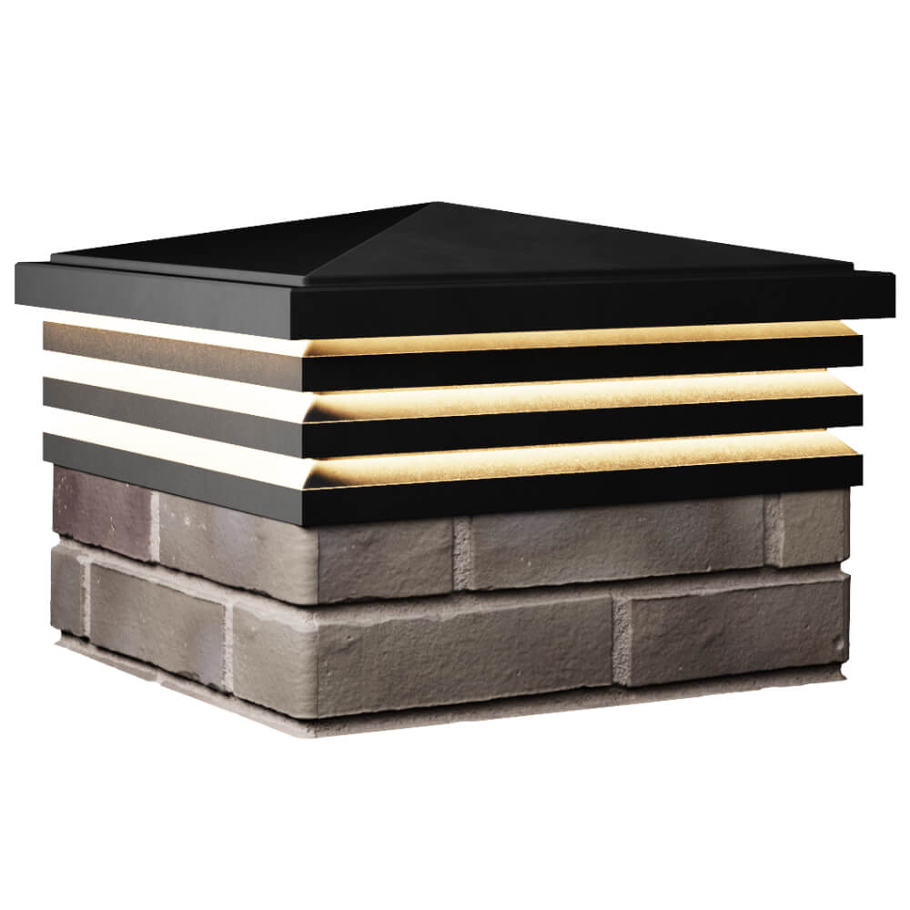 Колпак Zking Бона ХайТек Черный на столб 1.5х1.5 кирпича (385х385мм) с подсветкой в Липецке фото