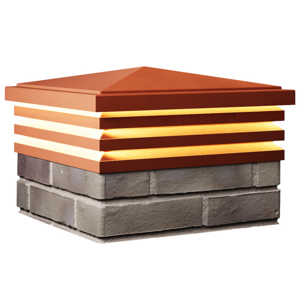 Колпак Zking Бона ХайТек Красный на столб 1.5х1.5 кирпича (385х385мм) с подсветкой в Липецке фото