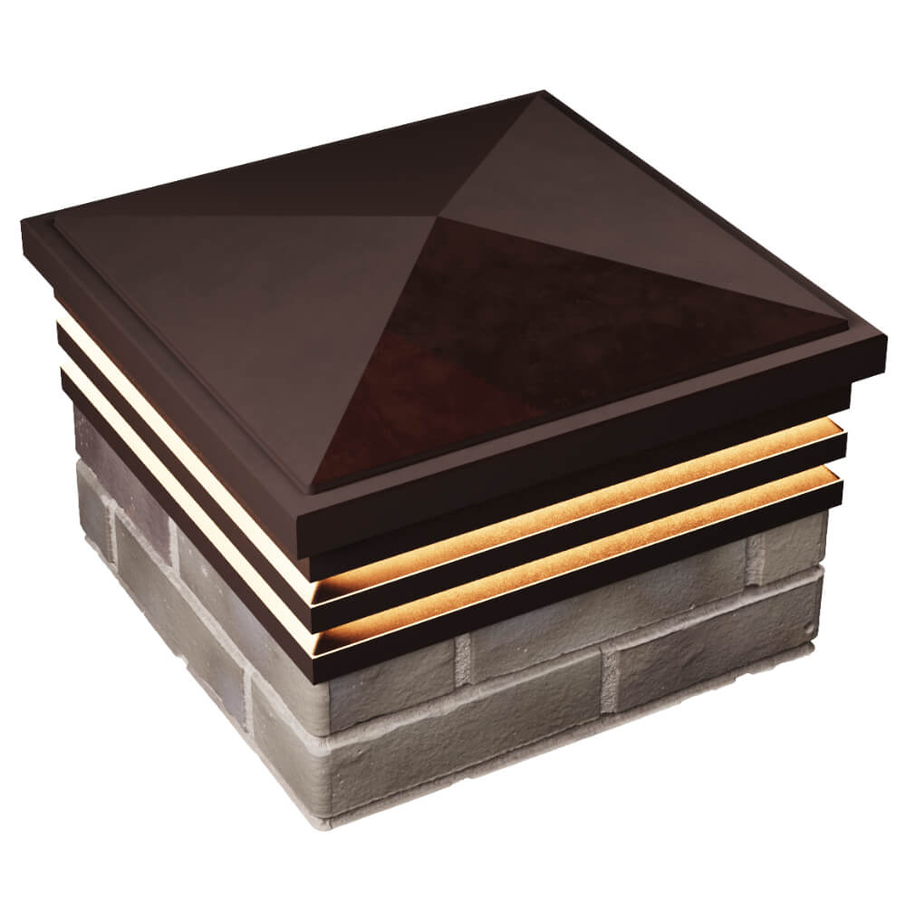 Колпак Zking Бона ХайТек Коричневый на столб 1.5х1.5 кирпича (385х385мм) с подсветкой в Липецке фото