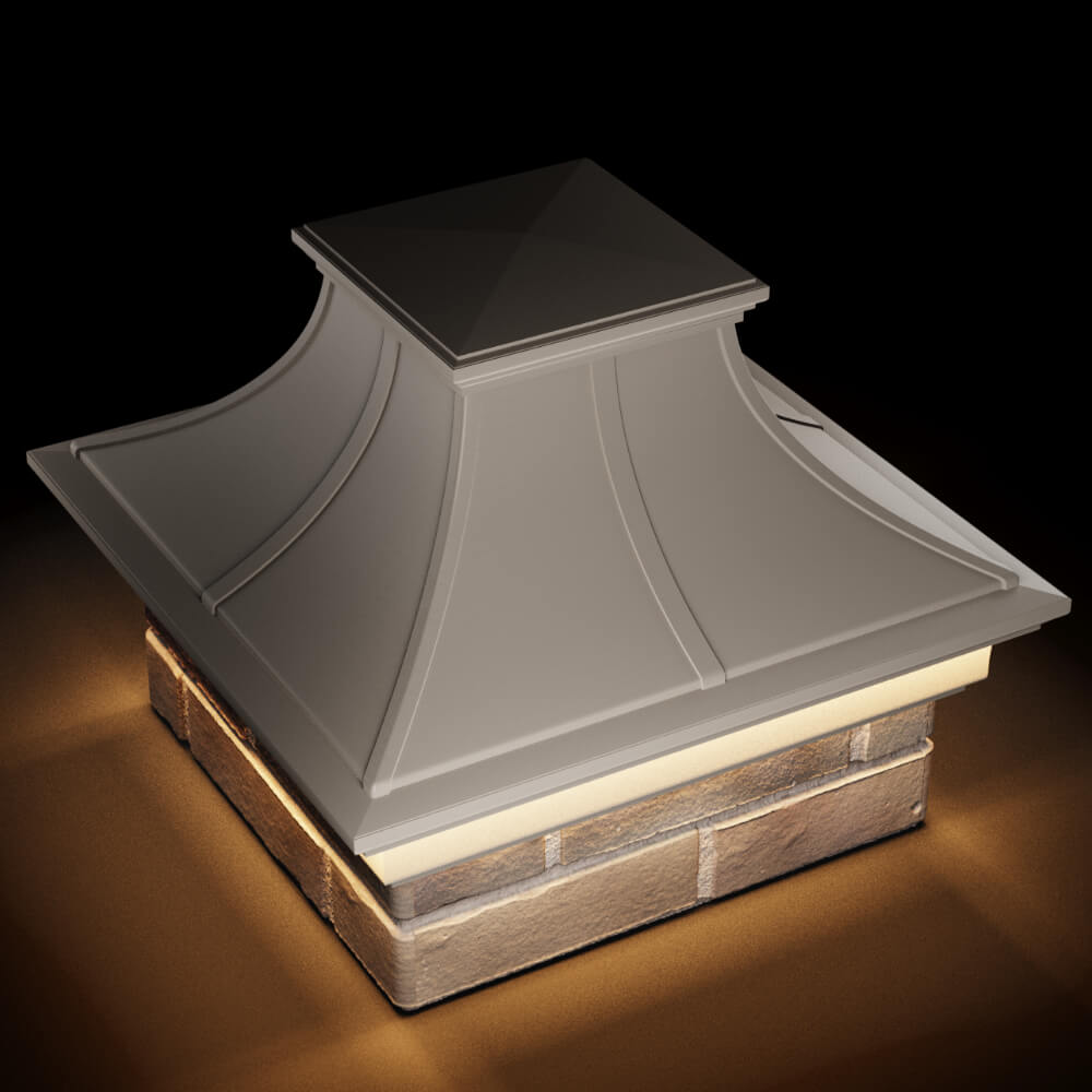 Колпак Zking Монблан Премиум Бежевый на столб 1.5х1.5 кирпича (385х385мм) с подсветкой в Липецке фото