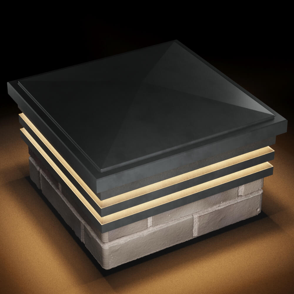 Колпак Zking Бона ХайТек Серый на столб 1.5х1.5 кирпича (385х385мм) с подсветкой в Липецке фото