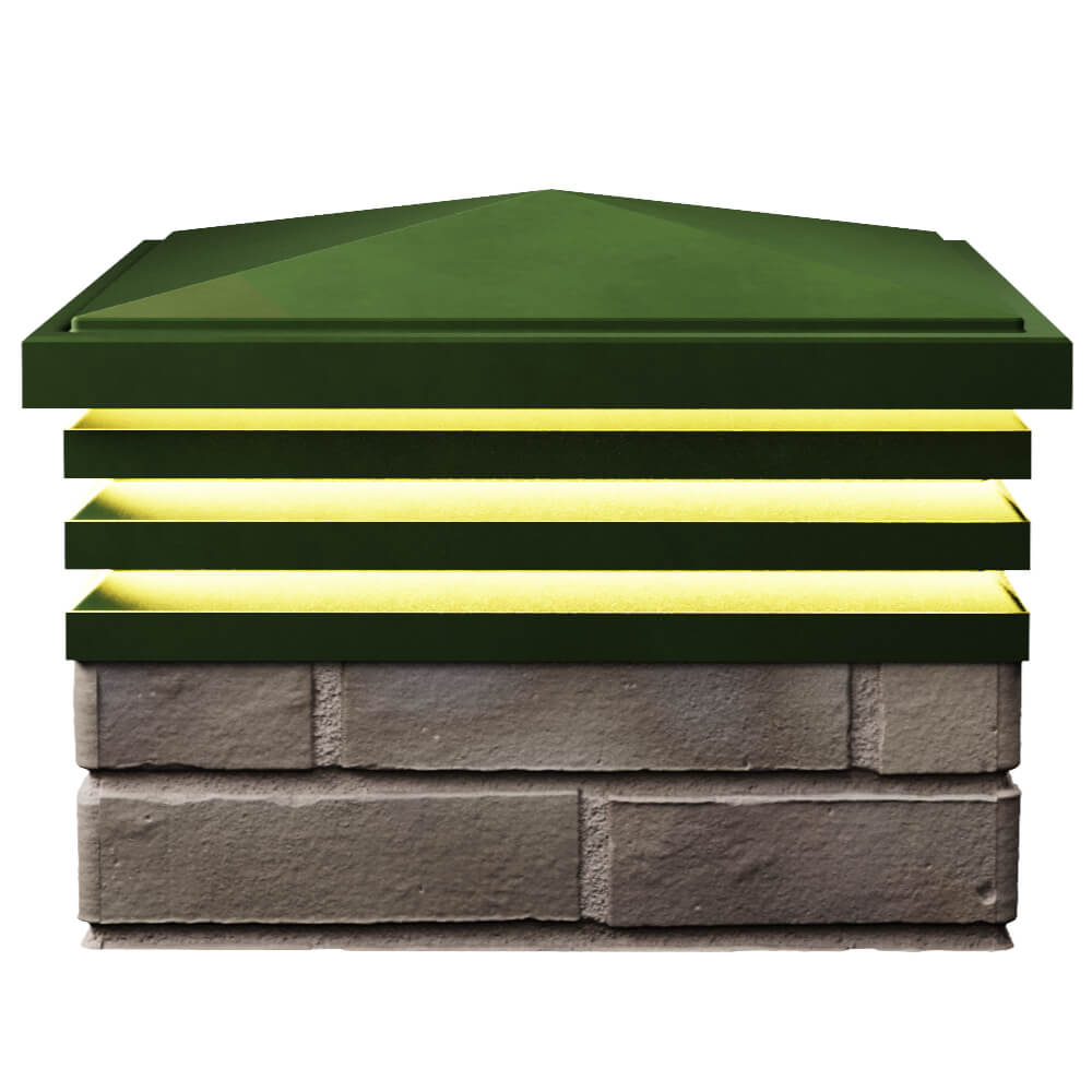 Колпак Zking Бона ХайТек Зеленый на столб 1.5х1.5 кирпича (385х385мм) с подсветкой в Липецке фото