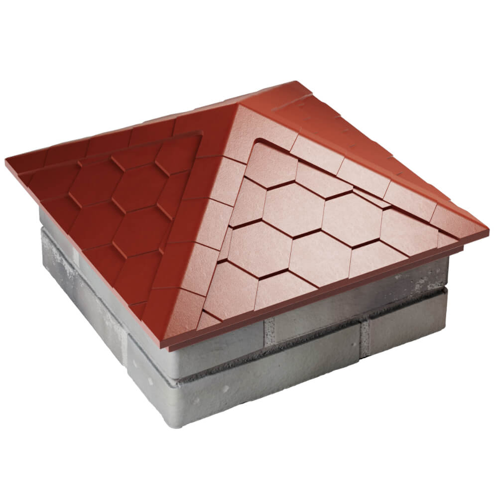 Колпак Zking Эверест Красный на столб 1.5х1.5 кирпича (390х390мм) в Липецке фото
