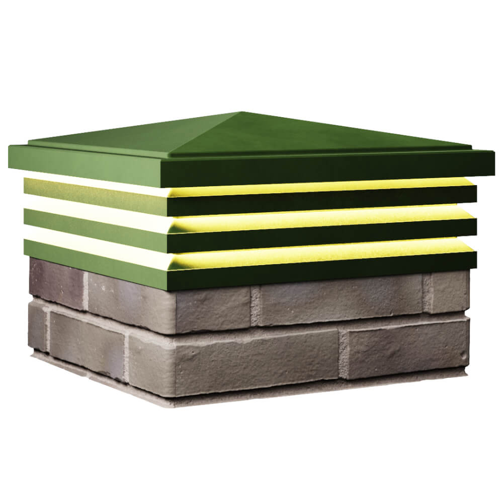 Колпак Zking Бона ХайТек Зеленый на столб 1.5х1.5 кирпича (385х385мм) с подсветкой в Липецке фото