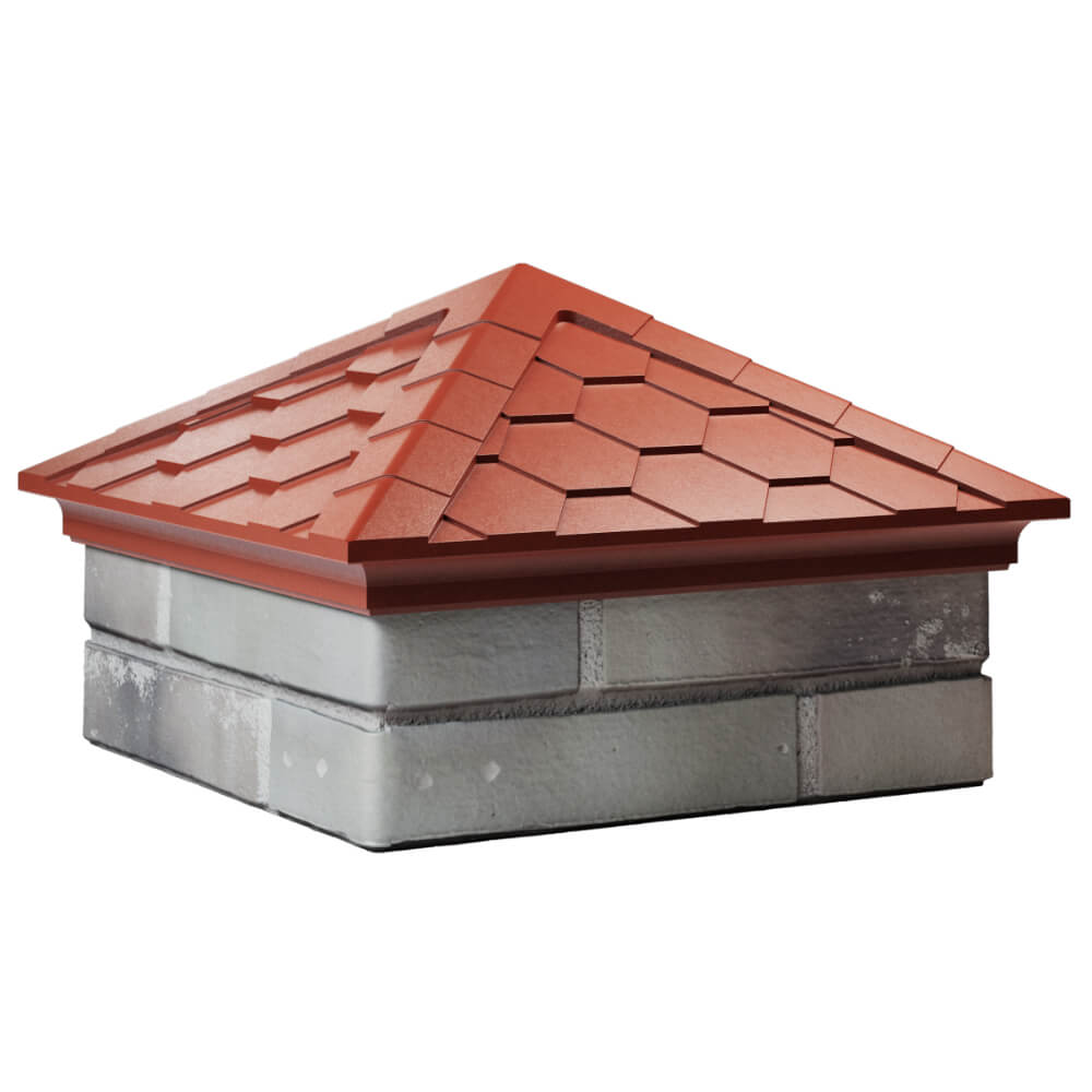 Колпак Zking Эверест Красный на столб 1.5х1.5 кирпича (390х390мм) в Липецке фото