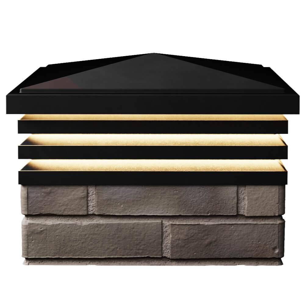 Колпак Zking Бона ХайТек Черный на столб 1.5х1.5 кирпича (385х385мм) с подсветкой в Липецке фото