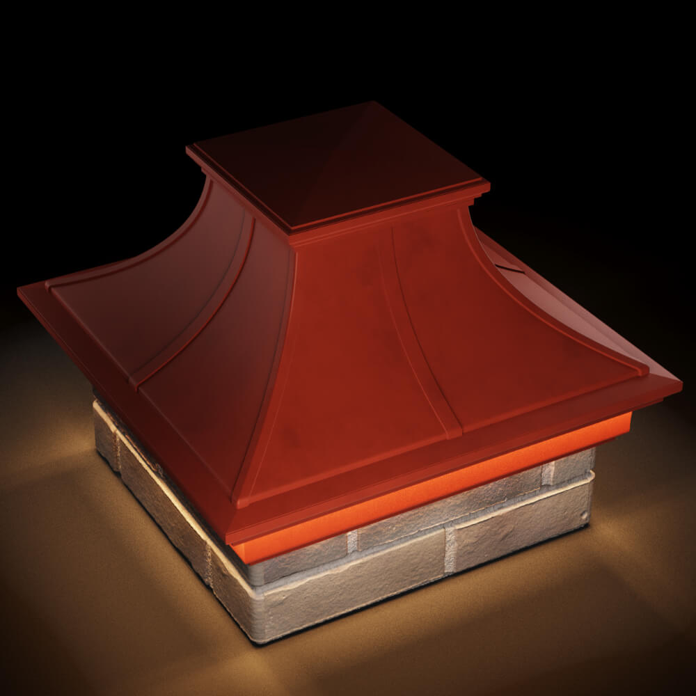 Колпак Zking Монблан Премиум Красный на столб 1.5х1.5 кирпича (385х385мм) с подсветкой в Липецке фото