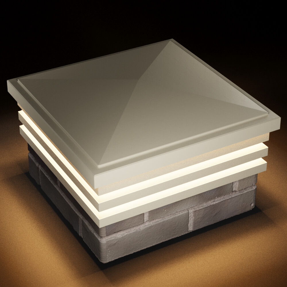 Колпак Zking Бона ХайТек Бежевый на столб 1.5х1.5 кирпича (385х385мм) с подсветкой в Липецке фото