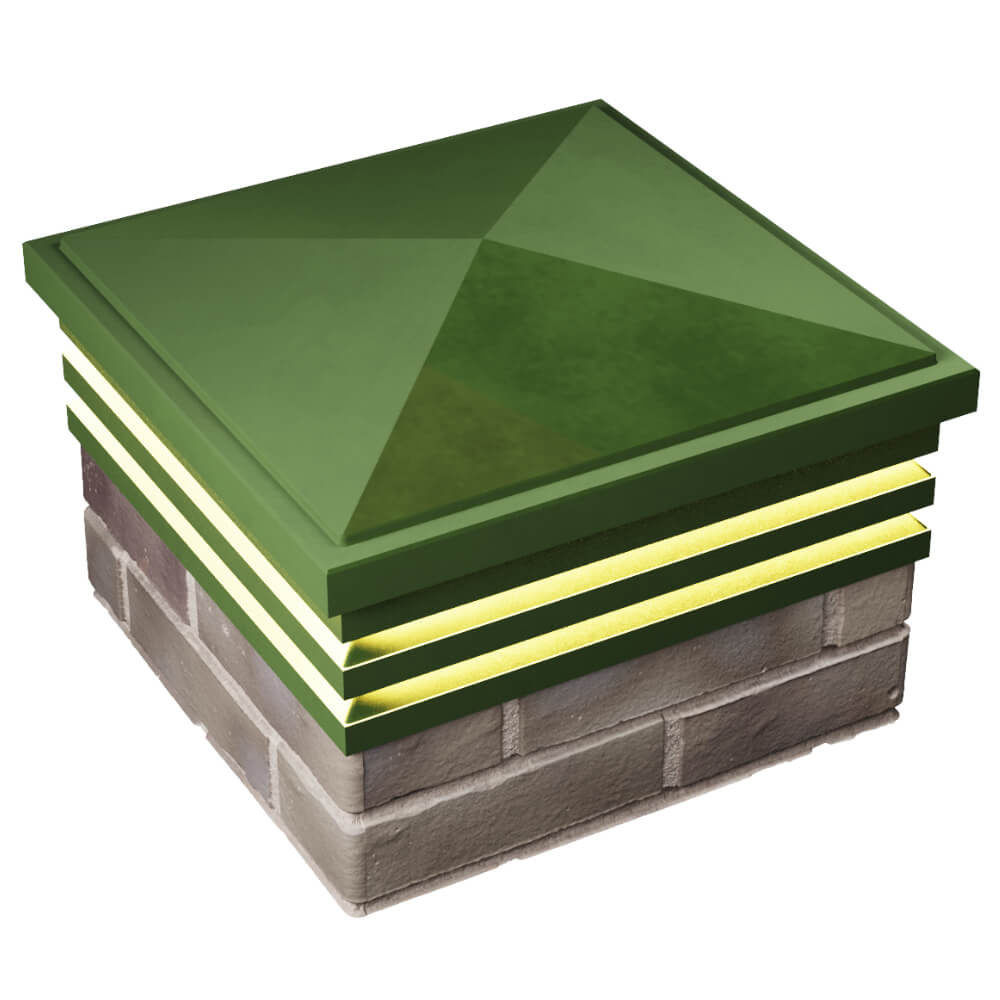 Колпак Zking Бона ХайТек Зеленый на столб 1.5х1.5 кирпича (385х385мм) с подсветкой в Липецке фото