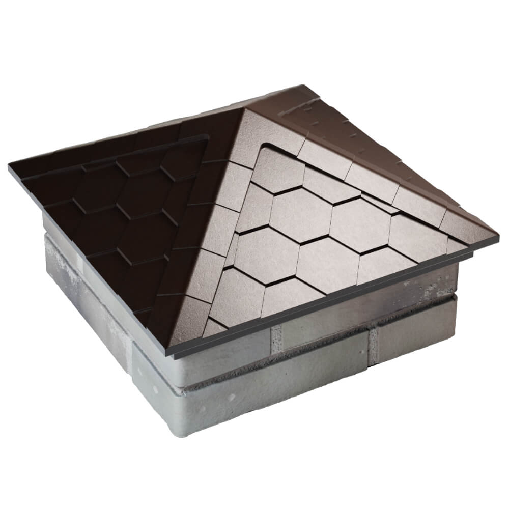 Колпак Zking Эверест Коричневый на столб 1.5х1.5 кирпича (390х390мм) в Липецке фото