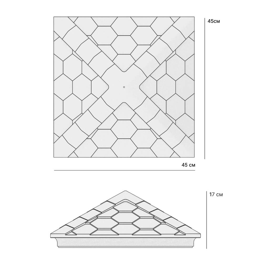 Колпак Zking Эверест Серый на столб 1.5х1.5 кирпича (390х390мм) в Липецке фото