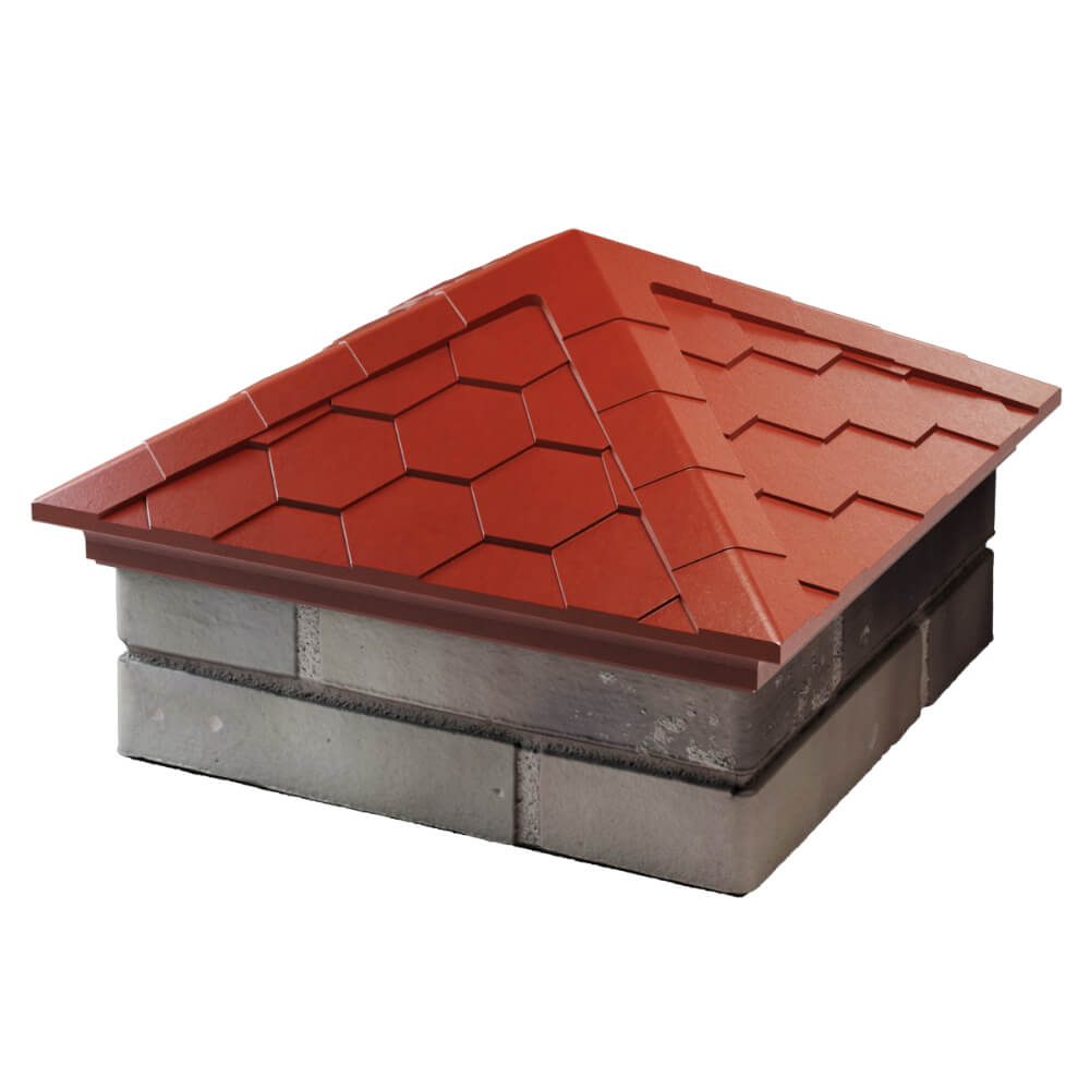 Колпак Zking Эверест Красный на столб 1.5х1.5 кирпича (390х390мм) в Липецке фото