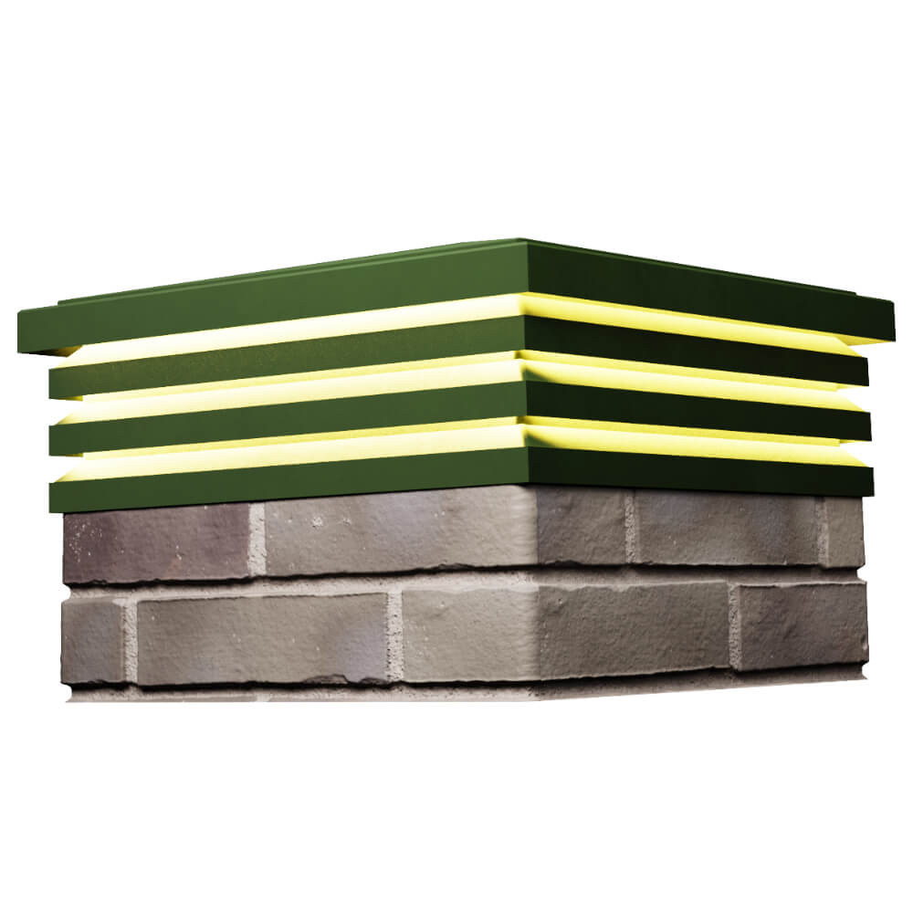 Колпак Zking Бона ХайТек Зеленый на столб 1.5х1.5 кирпича (385х385мм) с подсветкой в Липецке фото