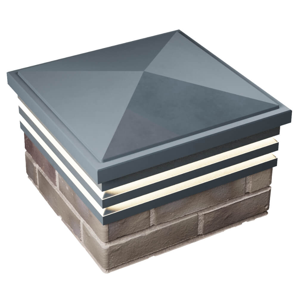 Колпак Zking Бона ХайТек Серый на столб 1.5х1.5 кирпича (385х385мм) с подсветкой в Липецке фото