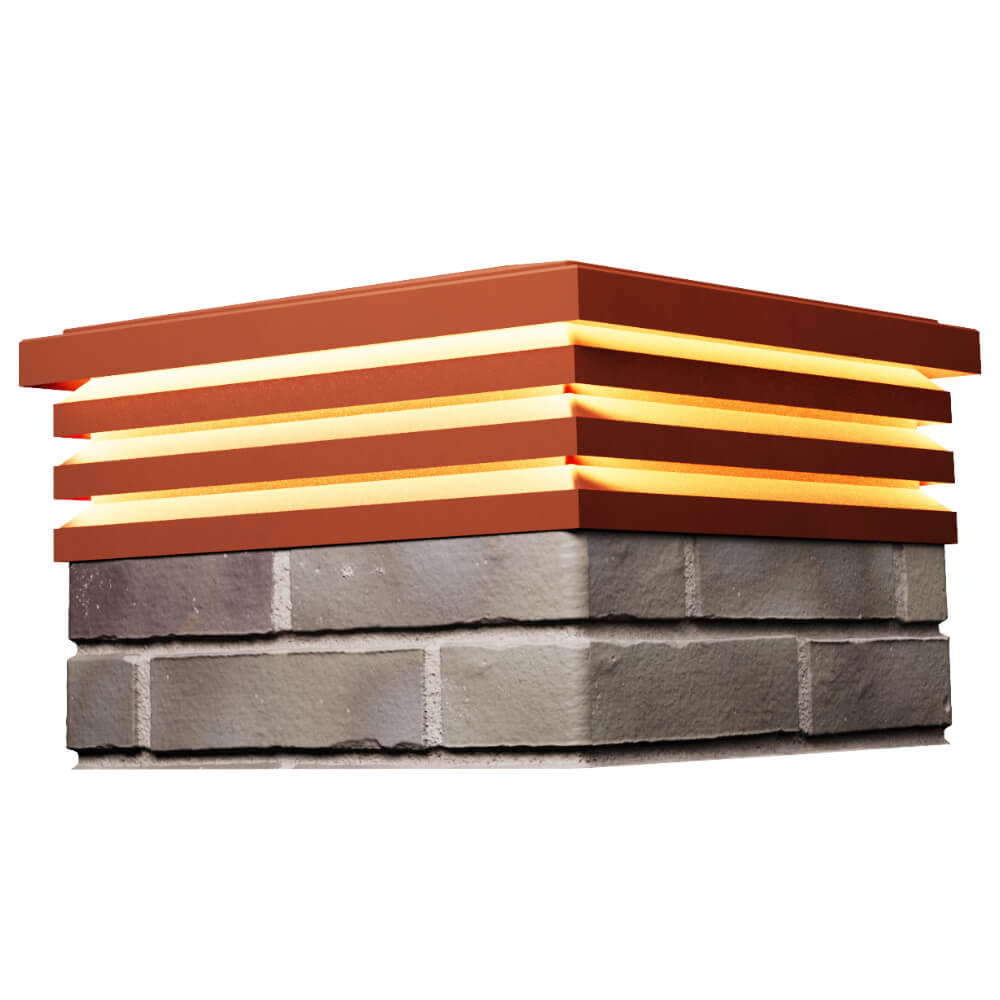 Колпак Zking Бона ХайТек Красный на столб 1.5х1.5 кирпича (385х385мм) с подсветкой в Липецке фото