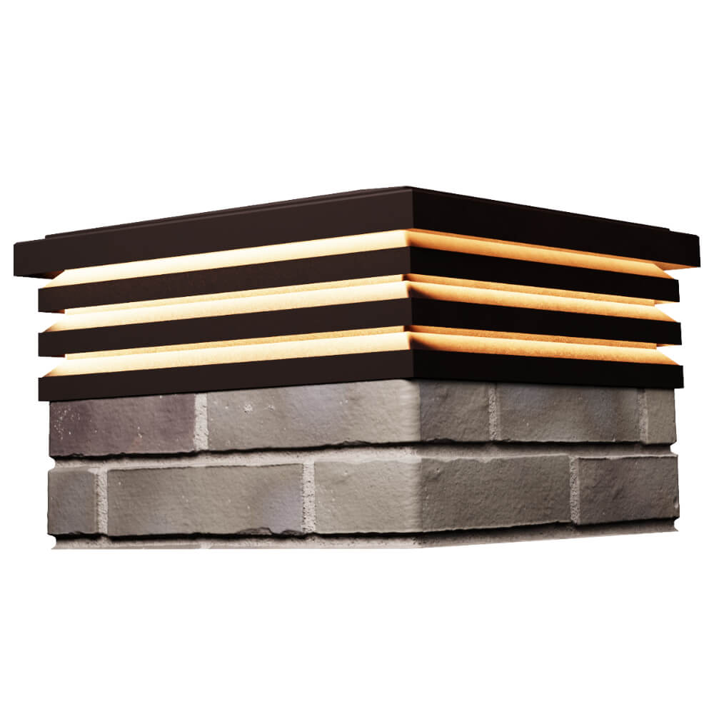 Колпак Zking Бона ХайТек Коричневый на столб 1.5х1.5 кирпича (385х385мм) с подсветкой в Липецке фото