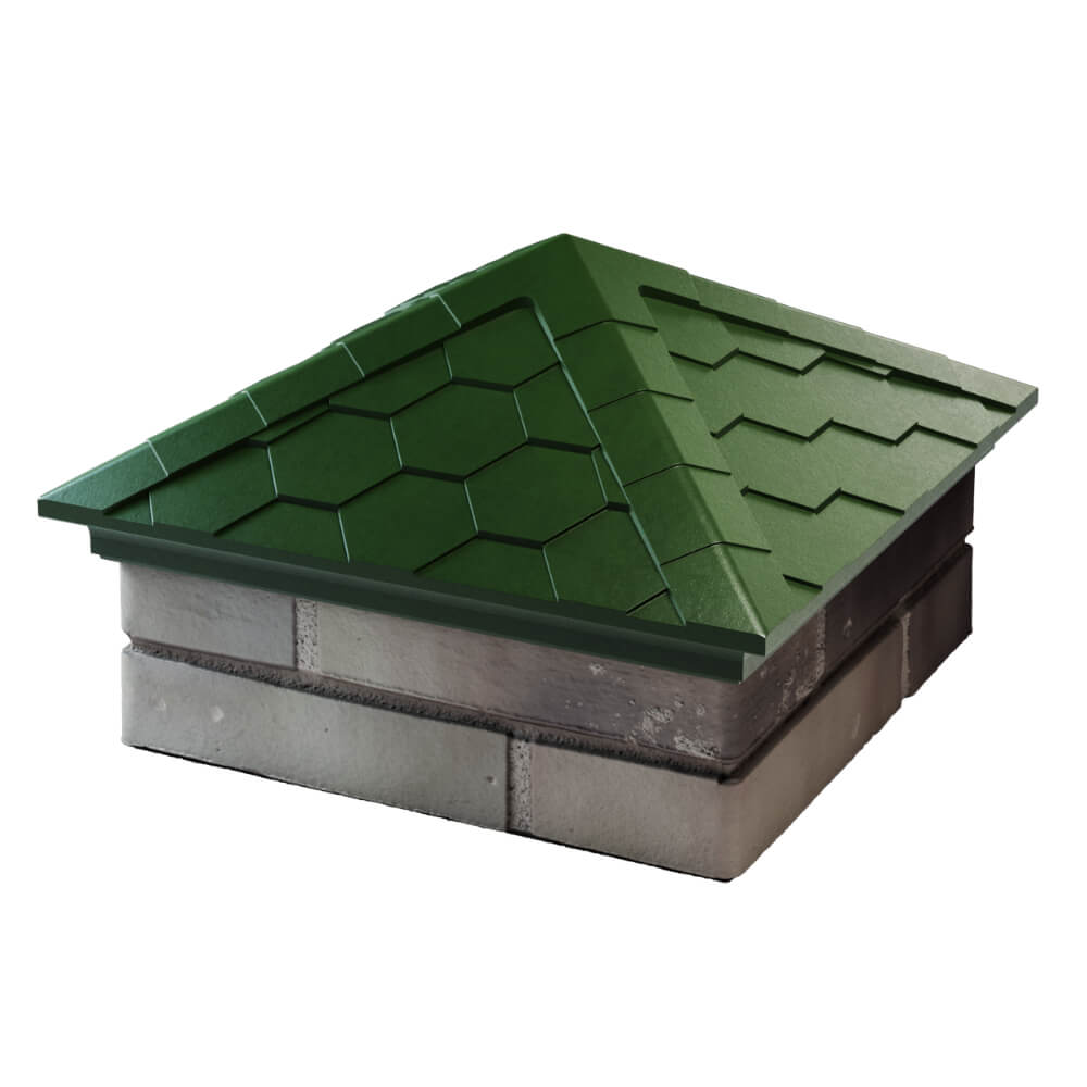 Колпак Zking Эверест Зеленый на столб 1.5х1.5 кирпича (390х390мм) в Липецке фото