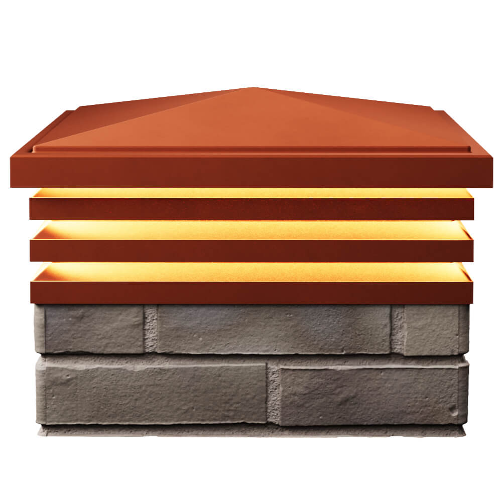 Колпак Zking Бона ХайТек Красный на столб 1.5х1.5 кирпича (385х385мм) с подсветкой в Липецке фото