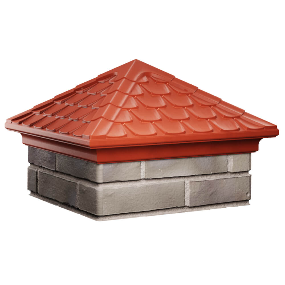 Колпак Zking Эльбрус Красный на столб 1.5х1.5 кирпича (385х385мм) в Липецке фото