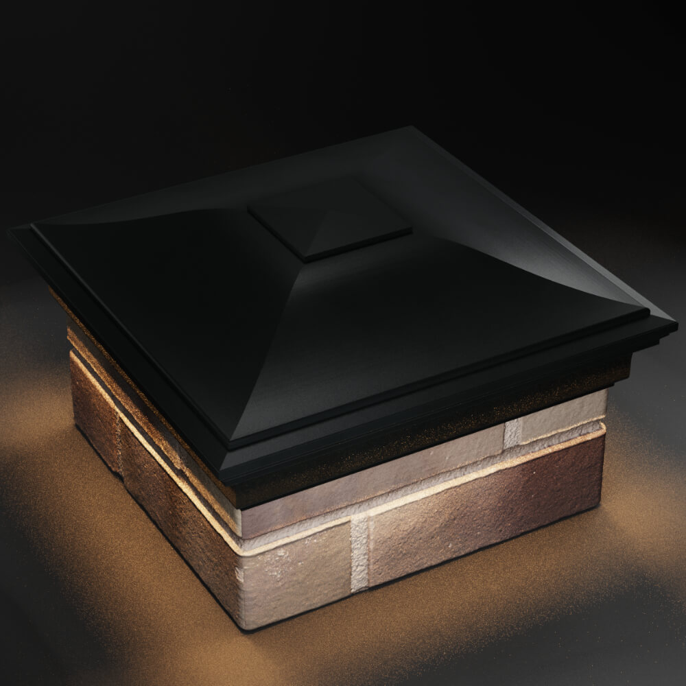 Колпак Zking Монблан Черный на столб 1.5х1.5 кирпича (385х385мм) с подсветкой в Липецке фото