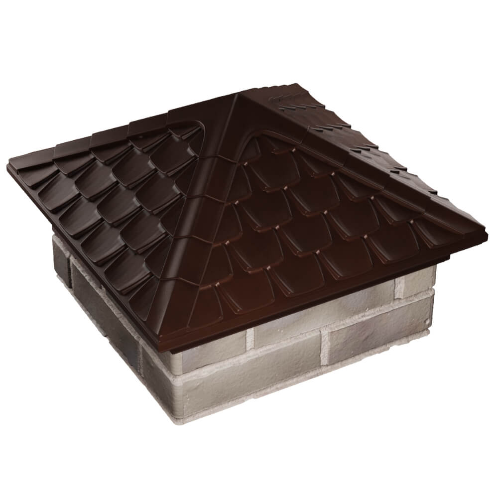 Колпак Zking Эльбрус Коричневый на столб 1.5х1.5 кирпича (385х385мм) в Липецке фото