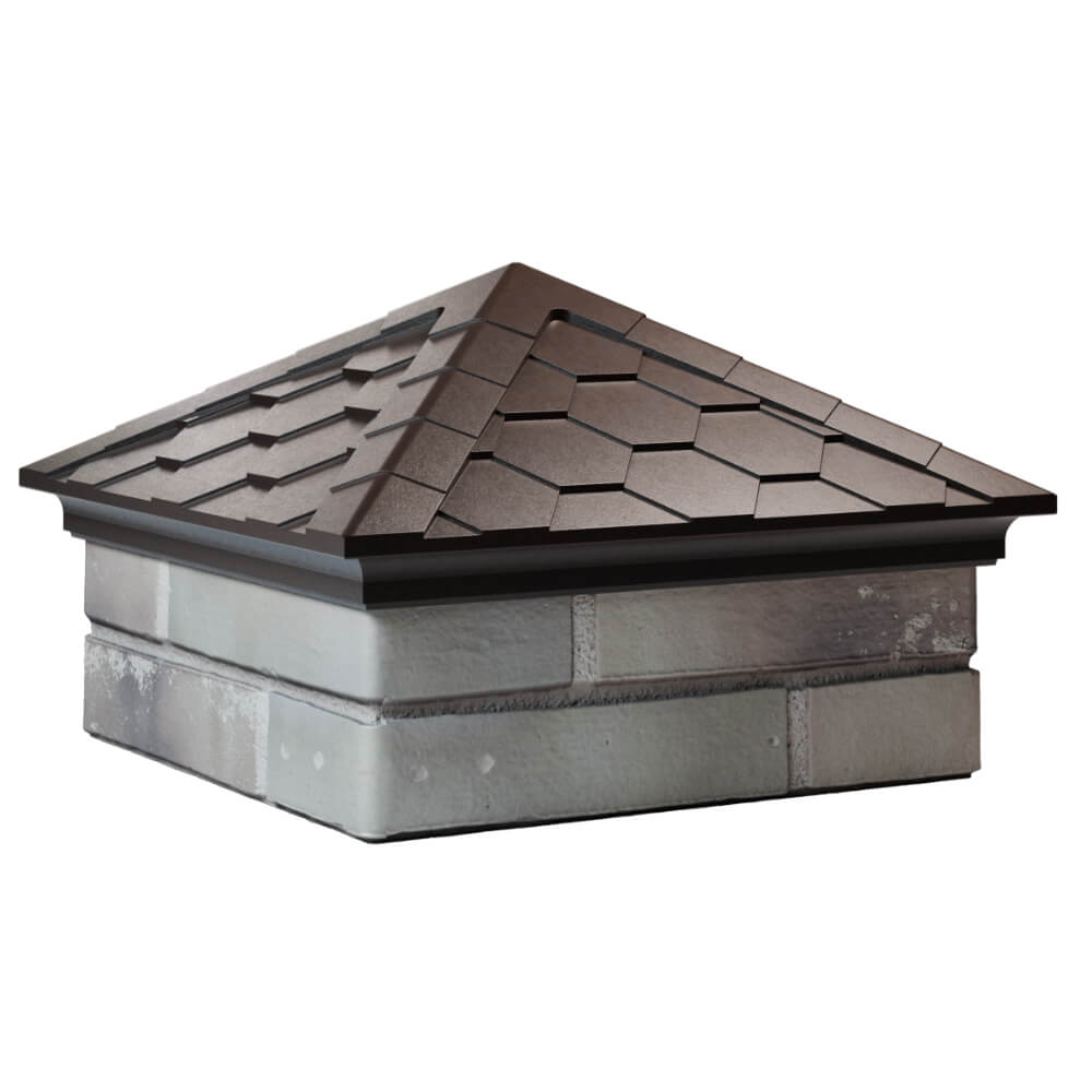 Колпак Zking Эверест Коричневый на столб 1.5х1.5 кирпича (390х390мм) в Липецке фото