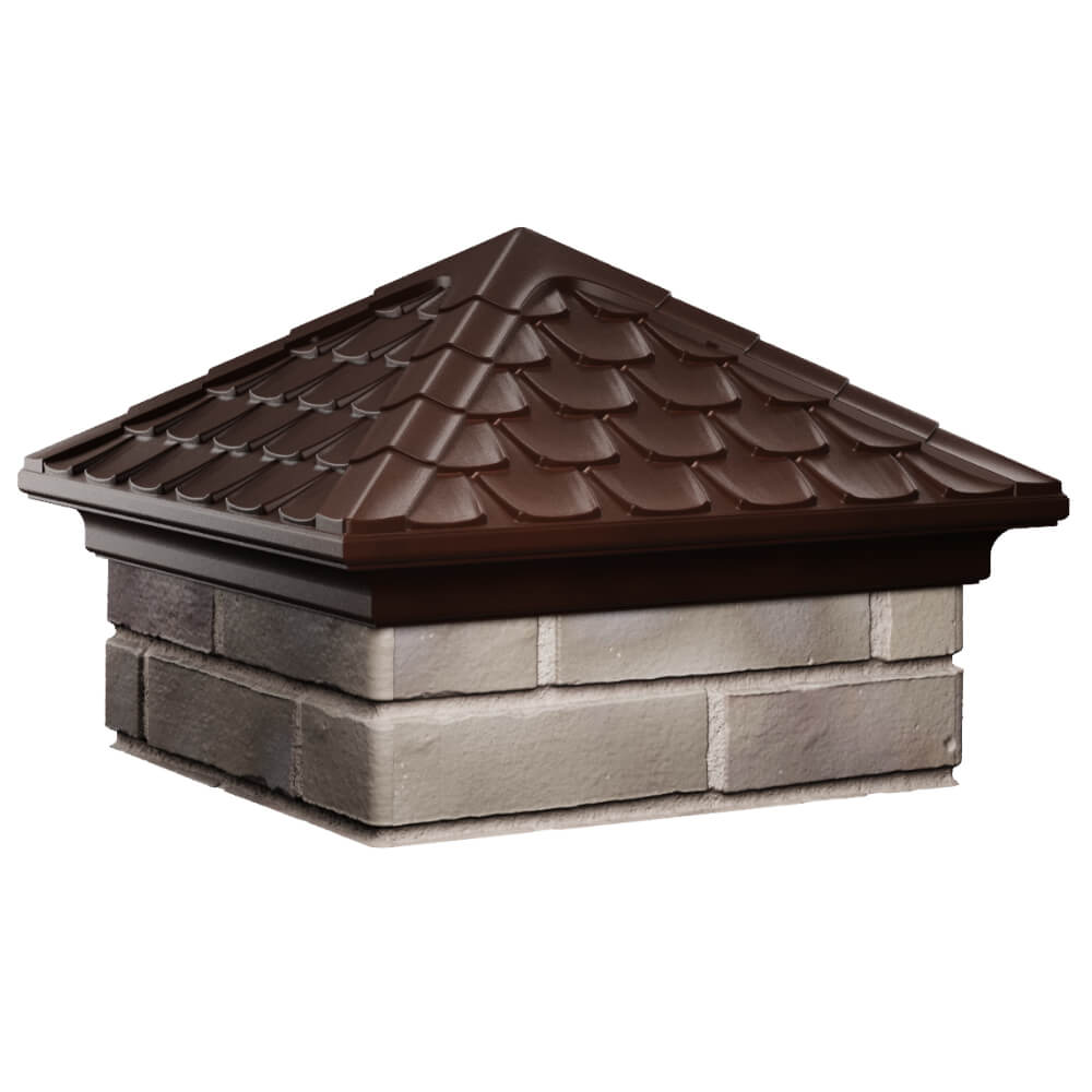 Колпак Zking Эльбрус Коричневый на столб 1.5х1.5 кирпича (385х385мм) в Липецке фото