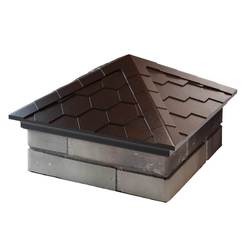 Колпак Zking Эверест Коричневый на столб 1.5х1.5 кирпича (390х390мм) в Липецке фото