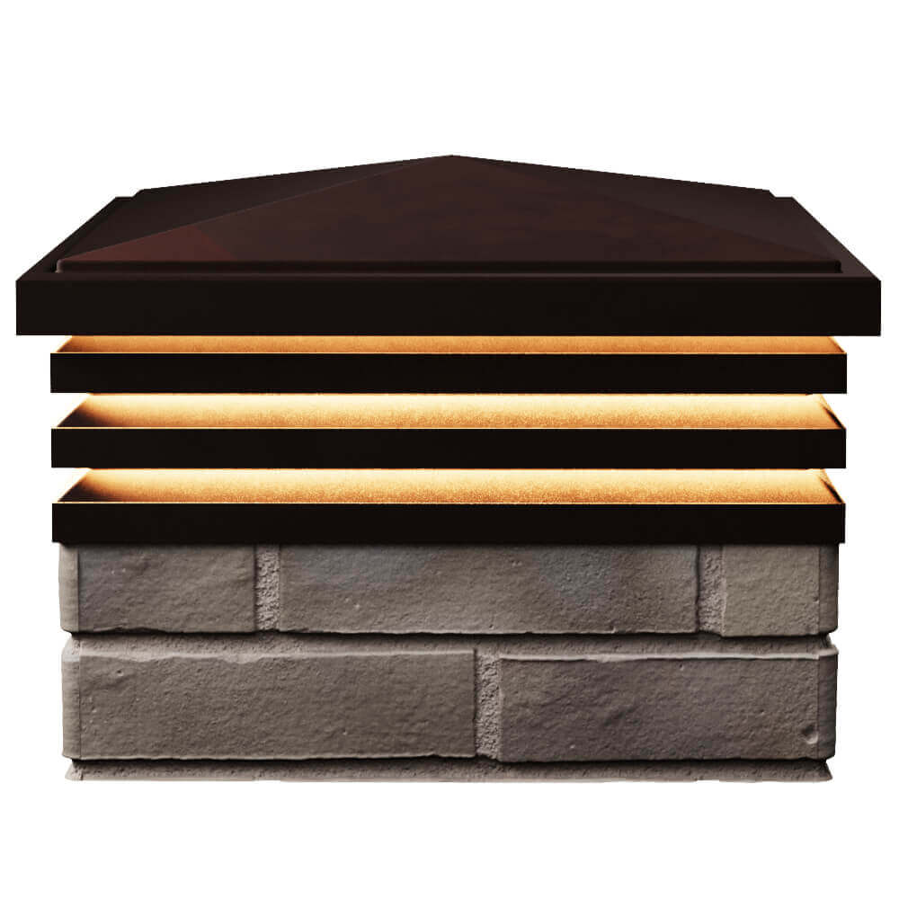 Колпак Zking Бона ХайТек Коричневый на столб 1.5х1.5 кирпича (385х385мм) с подсветкой в Липецке фото